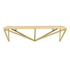 Geometric Metal & Wood Wall Shelf, 18"