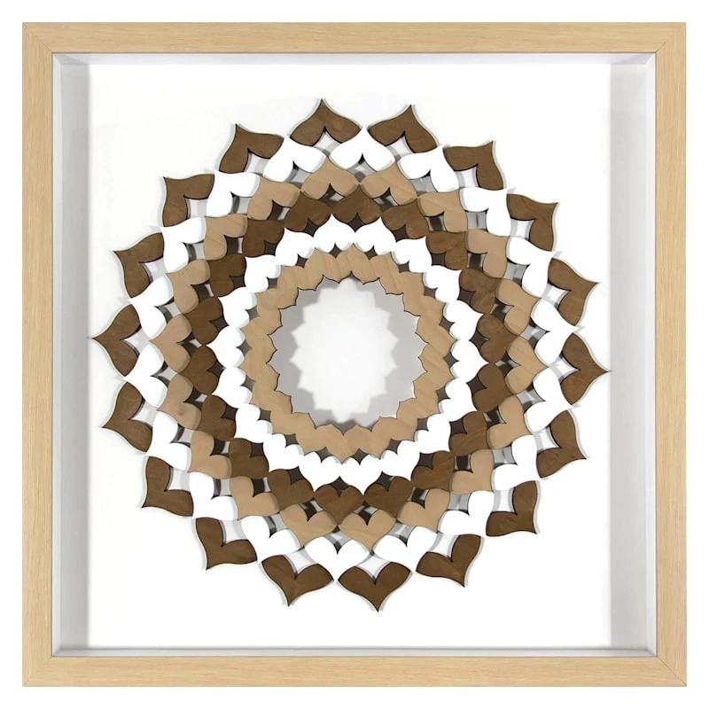 Glass Framed 3D Floral Medallion Wall Art, 21.5" 1 Glass Framed 3D Floral Medallion Wall Art, 21.5"