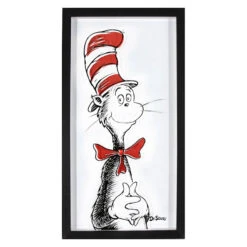 Glass Framed Cat In The Hat Wall Art, 10x20
