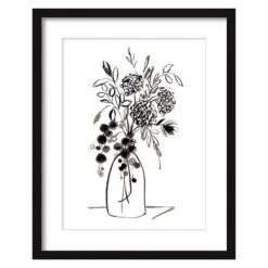 Glass Framed Floral Print Wall Art, 17x21