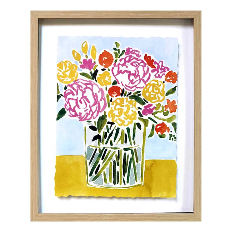 Glass Framed Floral Print Wall Art, 17x21 1 Glass Framed Floral Print Wall Art, 17x21