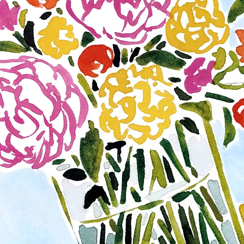 Glass Framed Floral Print Wall Art, 17x21 2 Glass Framed Floral Print Wall Art, 17x21 - Image 2