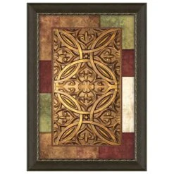 Glass Framed Jewel Patchwork Medallion Panel Framed Matted Wall Art, 24x36