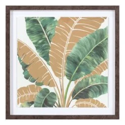 Glass Framed Leaf Print Wall Art, 20"