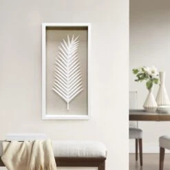 Glass Framed Leaf Wall Art, 16x32 -Luxeframe Shop glass framed leaf wall art 16x32 2