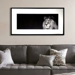 Glass Framed Male African Lion Face Wall Art, 41x21 -Luxeframe Shop glass framed male african lion face wall art 41x21 2