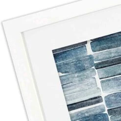 Glass Framed Matted Indigo Stripes Wall Art, 16x20 -Luxeframe Shop glass framed matted indigo stripes wall art 16x20 3