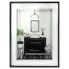 Glass Framed Modern Black & White Bathroom Wall Art, 12x16