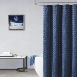 Glass Framed Navy Blue Bath I Embellished Shadowbox Wall Art, 13" -Luxeframe Shop glass framed navy blue bath i embellished shadowbox wall art 13 1