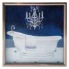 Glass Framed Navy Blue Bath I Embellished Shadowbox Wall Art, 13" -Luxeframe Shop glass framed navy blue bath i embellished shadowbox wall art 13