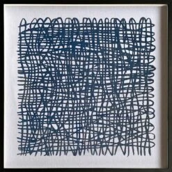 Glass Framed Navy Rice Paper Wall Art, 32"