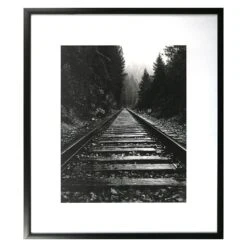 Glass Framed North Idaho Train Tracks Wall Art, 25x29