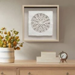 Glass Framed Rice Paper Floral Wall Art, 17" -Luxeframe Shop glass framed rice paper floral wall art 17 3