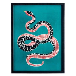 Glass Framed Snake Print Wall Art, 19x25