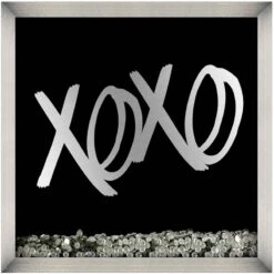 Glass Framed Xoxo Sequin Shaker Box Wall Decor, 12"