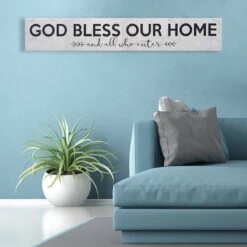 God Bless Our Home Canvas Wall Art, 36x6 -Luxeframe Shop god bless our home canvas wall art 36x6 2