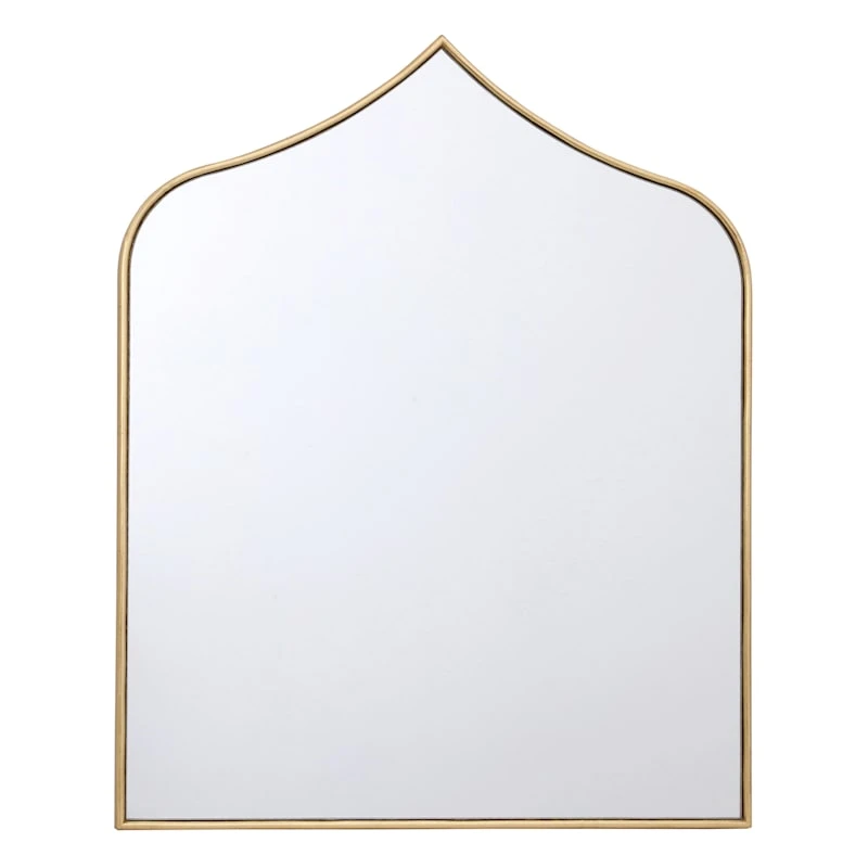 Gold Framed Pointed Arch Wall Mirror, 22x28 1 Gold Framed Pointed Arch Wall Mirror, 22x28