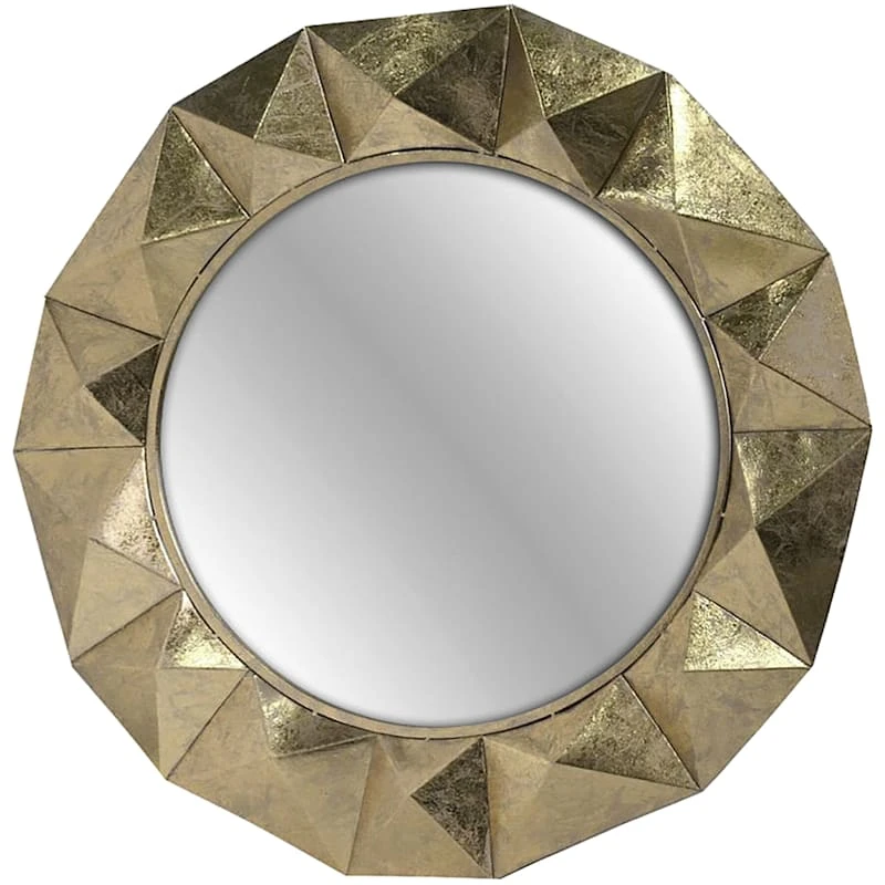 Gold Geometric Round Wall Mirror, 36" 1 Gold Geometric Round Wall Mirror, 36"