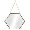 Gold Metal Hexagon Shaped Hanging Wall Mirror, 16" -Luxeframe Shop gold metal hexagon shaped hanging wall mirror 16