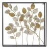 Gold Metal Leaves Wall Art, 16"