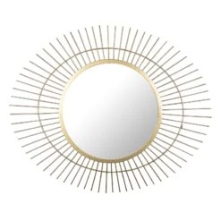 Gold Metal Round Wall Mirror, 27.5x23