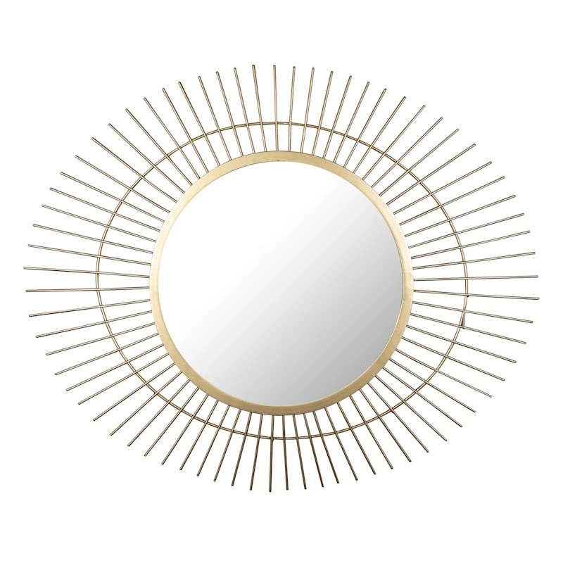 Gold Metal Round Wall Mirror, 27.5x23 1 Gold Metal Round Wall Mirror, 27.5x23