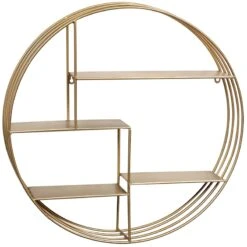 Gold Metal Round Wall Shelf, 24"