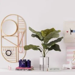 Gold Metal Wall Organizer With Mirror, 14x27 -Luxeframe Shop gold metal wall organizer with mirror 14x27 3