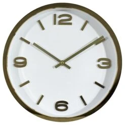 Gold & White Wall Clock, 12"
