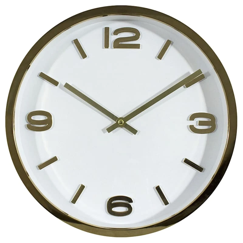 Gold & White Wall Clock, 12" 1 Gold & White Wall Clock, 12"