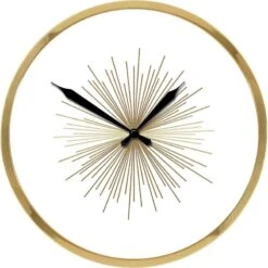 Golden Burst Clock With Metallic Frame, 18"