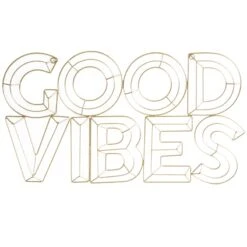 Good Vibes Gold Metal Cutout Wall Sign, 14x25