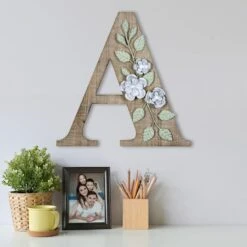 Grace Mitchell 14" Floral Monogram Wall Art, A -Luxeframe Shop grace mitchell 14 floral monogram wall art a 1