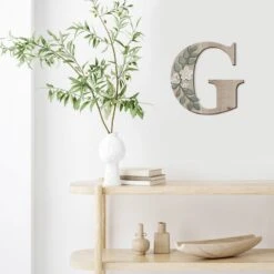 Grace Mitchell 14" Floral Monogram Wall Art, G -Luxeframe Shop grace mitchell 14 floral monogram wall art g 1