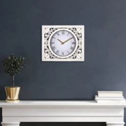 Grace Mitchell Carved Wood Square Wall Clock, 14.5x17 -Luxeframe Shop grace mitchell carved wood square wall clock 14.5x17 1