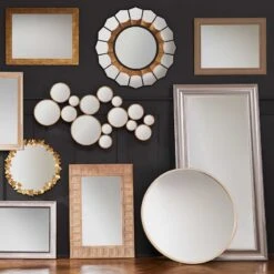 Grace Mitchell Champagne Metal Round Wall Mirror, 35" -Luxeframe Shop grace mitchell champagne metal round wall mirror 35 2