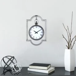 Grace Mitchell Framed Hanging Silver Wall Clock, 12x18 -Luxeframe Shop grace mitchell framed hanging silver wall clock 12x18 2