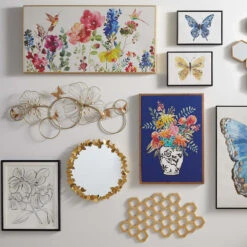 Grace Mitchell Gold Metal Butterfly Framed Round Wall Mirror, 22" -Luxeframe Shop grace mitchell gold metal butterfly framed round wall mirror 22 1