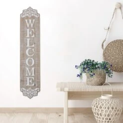 Grace Mitchell Wooden Welcome Wall Sign, 6x24 -Luxeframe Shop grace mitchell wooden welcome wall sign 6x24 2