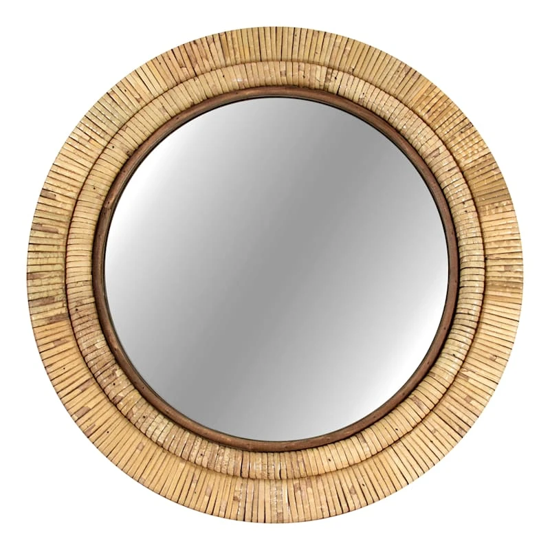 Grace Mitchell Woven Rattan Round Wall Mirror, 24" 1 Grace Mitchell Woven Rattan Round Wall Mirror, 24"