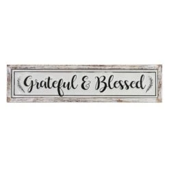 Grateful & Blessed Metal Wall Sign, 27x6