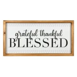 Grateful, Thankful, Blessed Wall Sign, 20x10