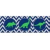 Green Dinosaurs With Blue & White Zig Zags Canvas Wall Art, 12x36