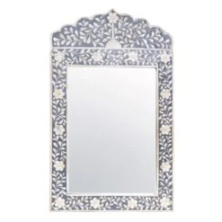 Grey Bone Inlay Arch Wall Mirror, 18x30