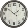 Grey Distressed Deep Dish Clock With Raised Metallic Numbers, 30" -Luxeframe Shop grey distressed deep dish clock with raised metallic numbers 30