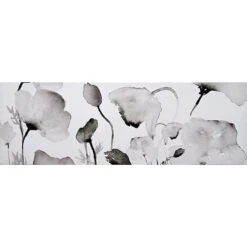 Grey Early Summer Poppies Canvas Wall Art, 36x12