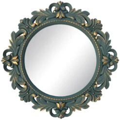 Grey & Gold Brushed Round Wall Mirror, 20"