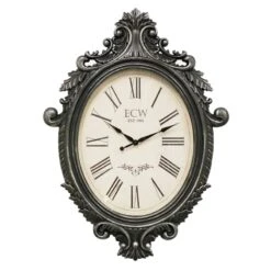 Grey Ornate Wall Clock, 22x30