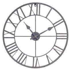 Grey Round Metal Wall Clock, 24"