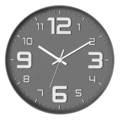 Grey & White 3D Dial Round Wall Clock, 12"